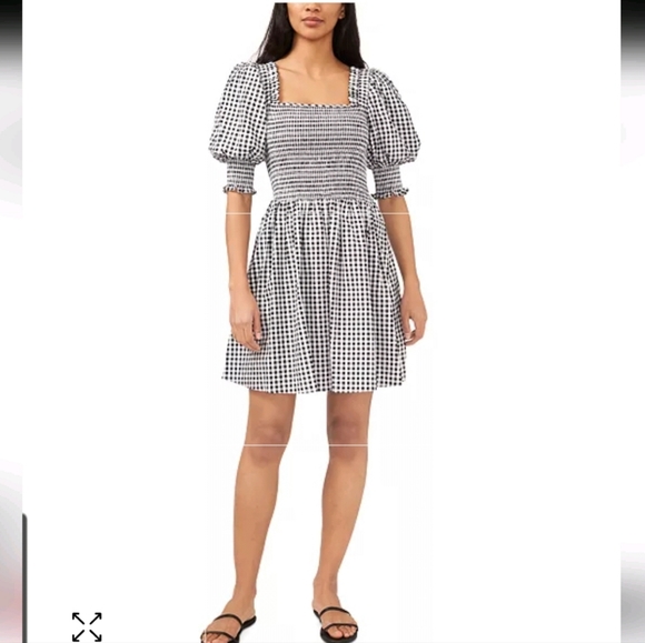 EVERLILY BLACK AND WHITE CHECKERED DRESS SMOCK DETAIL SIZE M NEW WITH TAGS - Picture 3 of 9